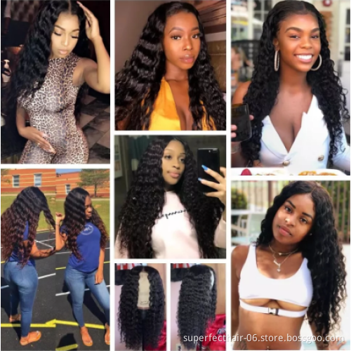 100% Pure Unprocessed Brazilian Remy Virgin Human Hair  Deep Wave Bundles Deals With Frontal Silk Base Lace Top Closure